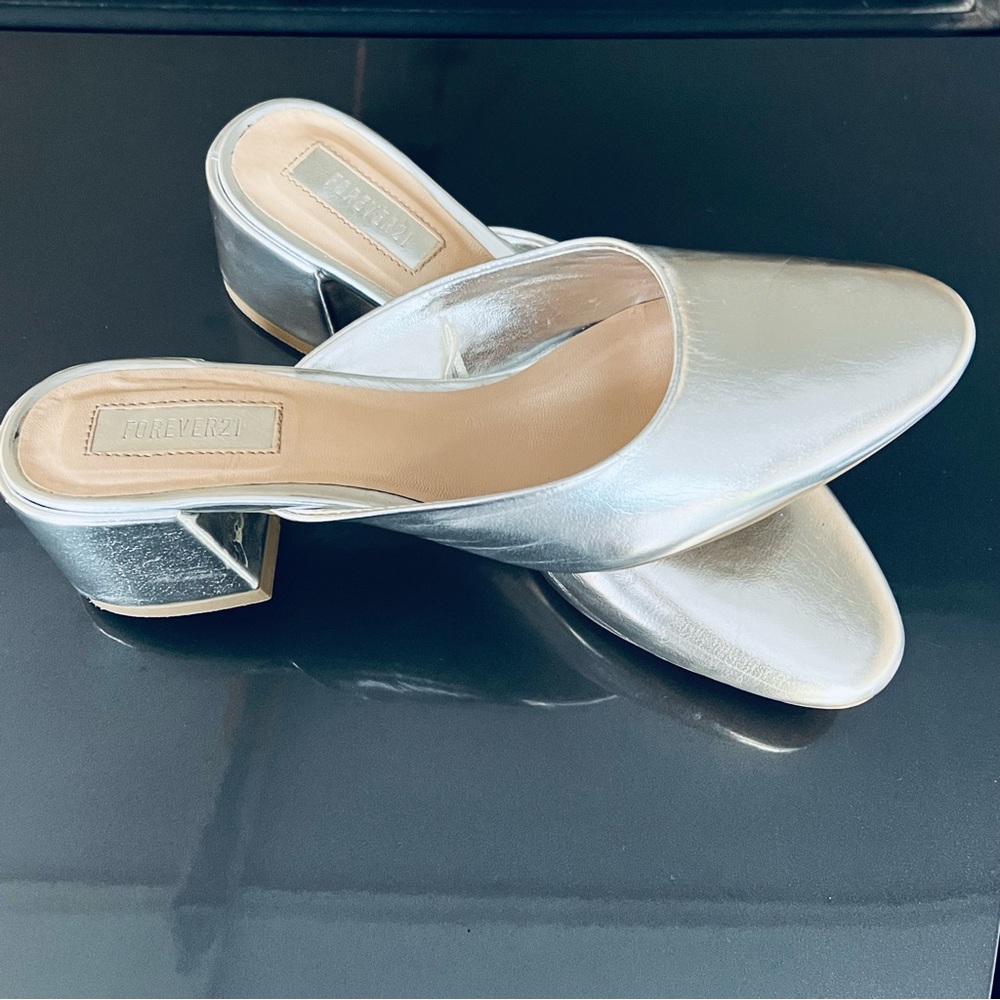 Silver Heel Flats
